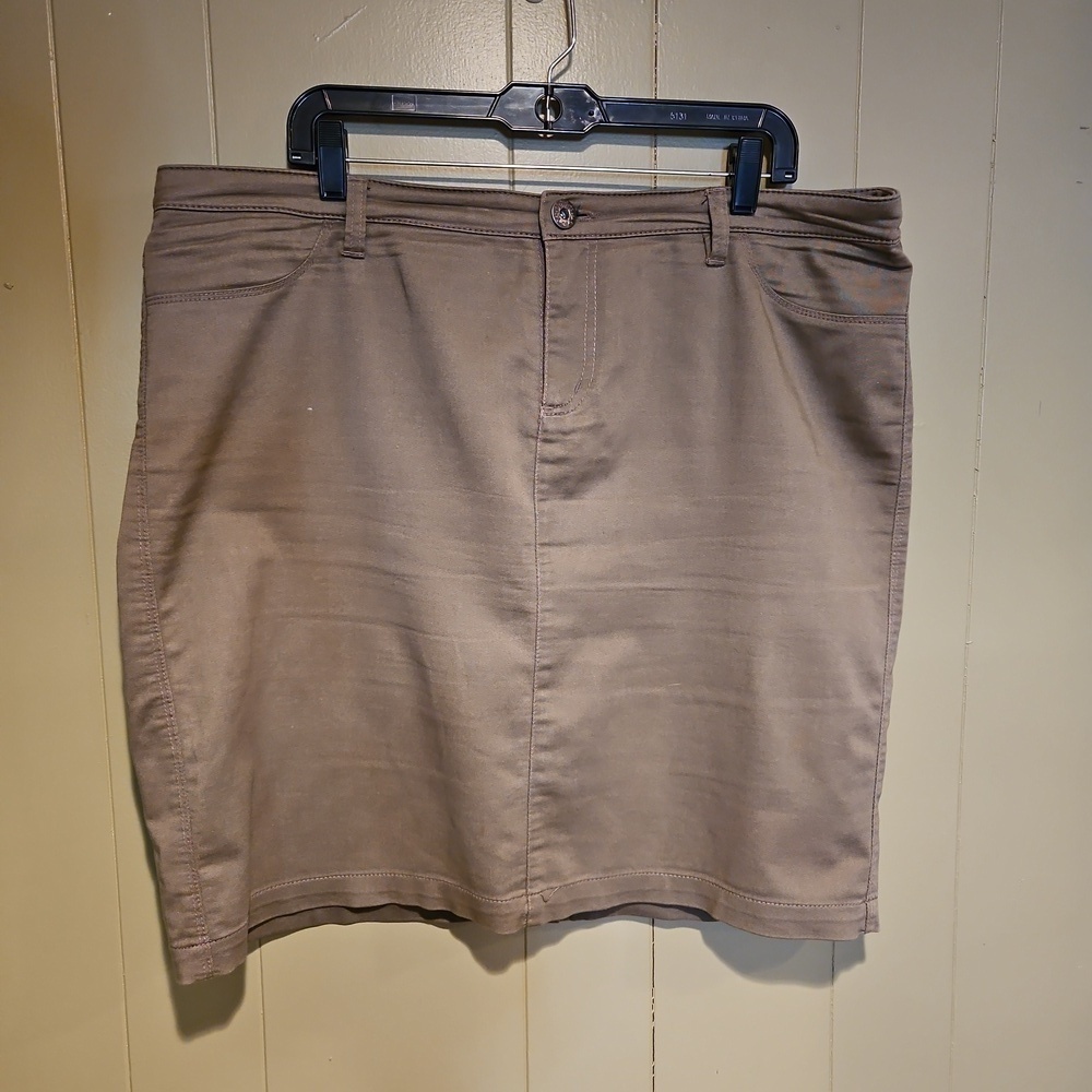 Style & Co Mini Skirt, Khaki, Beige, Stretchy,  Plus-Size 16